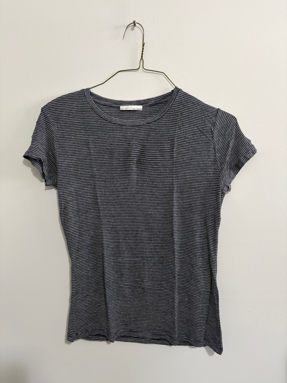 Zara Navy and White Striped Short Sleeve Tee